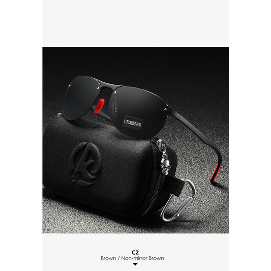 New fashion polarized sunglasses TR90 outdoor rimless elliptical sunglasses night driving night vision goggles MF980